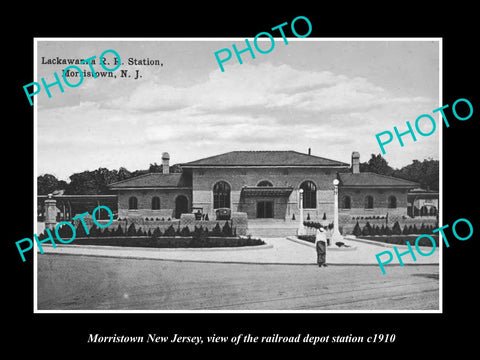 OLD LARGE HISTORIC PHOTO OF MORRISTOWN NEW JERSEY, RAILROAD DEPOT STATION c1910