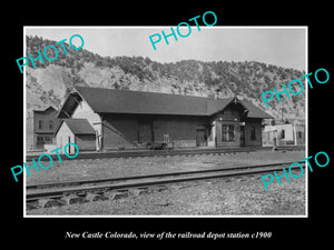 OLD LARGE HISTORIC PHOTO OF NEWCASTLE COLORADO, THE RAILROAD DEPOT STATION c1900