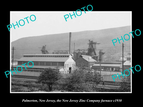 OLD LARGE HISTORIC PHOTO OF PALMERTON NEW JERSEY, THE ZINC PLANT FURNACE c1930