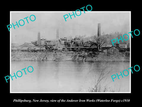 OLD LARGE HISTORIC PHOTO OF PHILLIPSBURG NEW JERSEY, THE IRON WORKS PLANT c1910