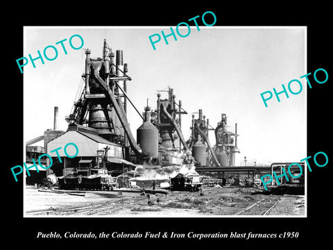 OLD LARGE HISTORIC PHOTO OF PUEBLO COLORADO, THE IRON PLANT BLAST FURNACE c1950