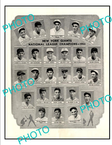 OLD HISTORIC POSTER, NEW YORK GIANTS NATIONAL LEAGUE BASEBALL CHAMPIONS 1933