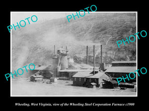 OLD LARGE HISTORIC PHOTO OF WHEELING WEST VIRGINIA, THE STEEL Co FURNACE c1900