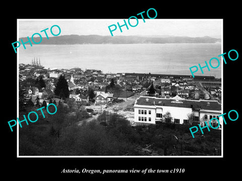 OLD LARGE HISTORIC PHOTO OF ASTORIA OREGON, PANORAMA OF THE TOWN c1910