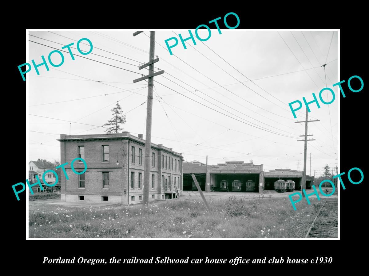 OLD LARGE HISTORIC PHOTO OF PORTLAND OREGON, THE SELLWOOD RAILROAD HOUSE c1930