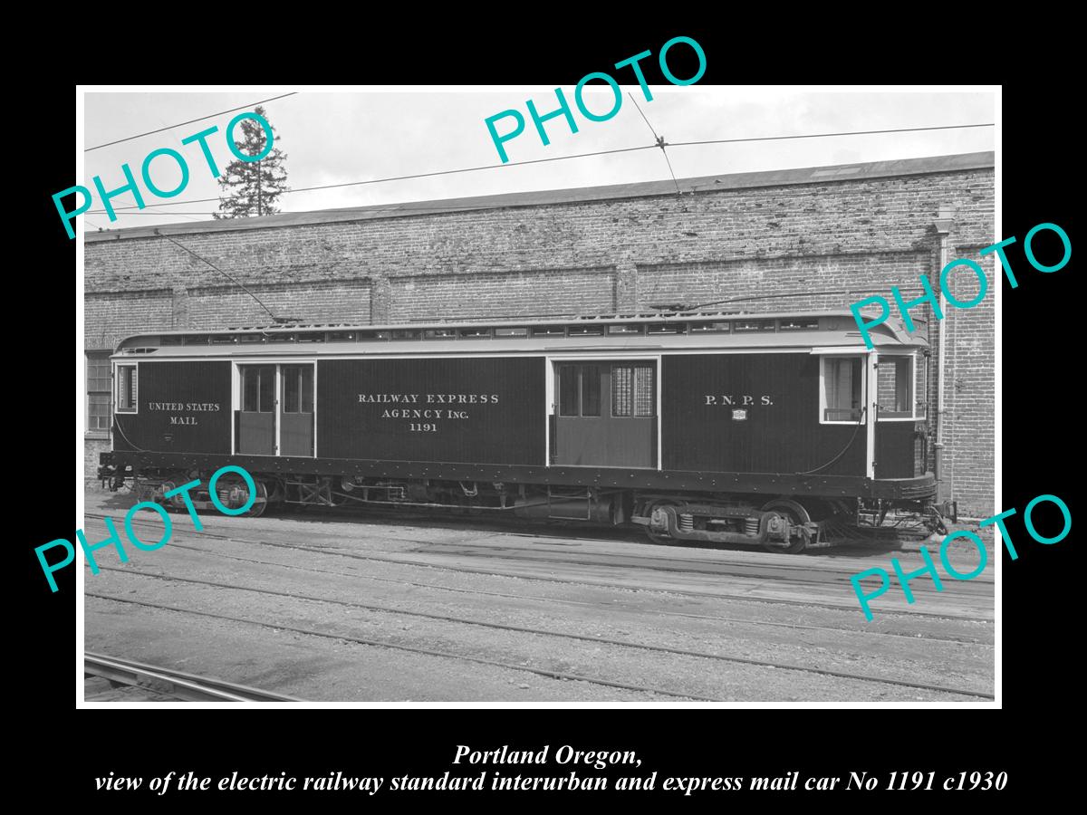 OLD LARGE HISTORIC PHOTO OF PORTLAND OREGON, THE REA RAILWAY MAIL CAR c1930