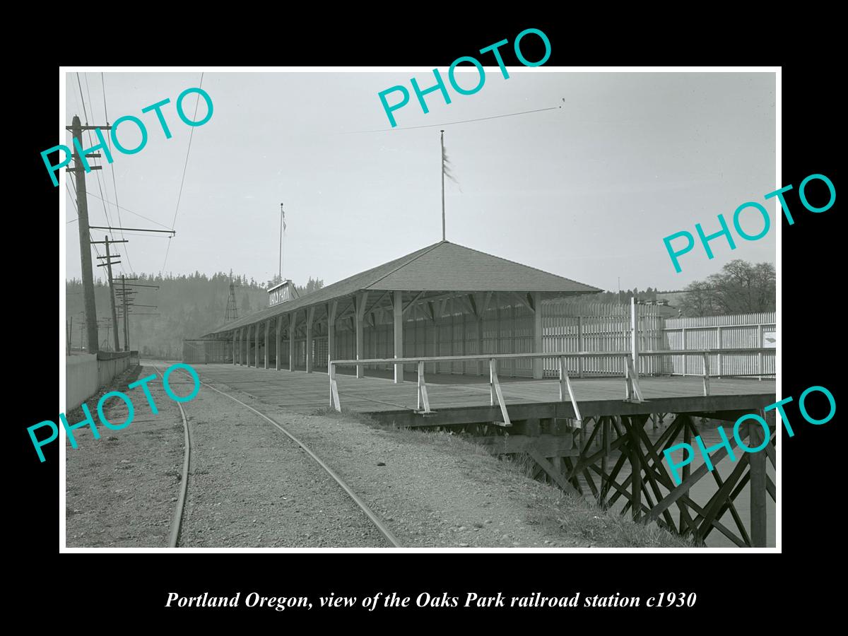 OLD LARGE HISTORIC PHOTO OF PORTLAND OREGON, OAKS PARK RAILROAD STATION c1930 1