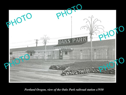 OLD LARGE HISTORIC PHOTO OF PORTLAND OREGON, OAKS PARK RAILROAD STATION c1930 2