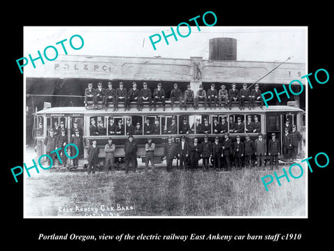 OLD LARGE HISTORIC PHOTO OF PORTLAND OREGON, THE EAST ANKENY RAILWAY STAFF c1910