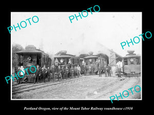 OLD LARGE HISTORIC PHOTO OF PORTLAND OREGON, MT TABOR RAILROAD ROUNDHOUSE c1910