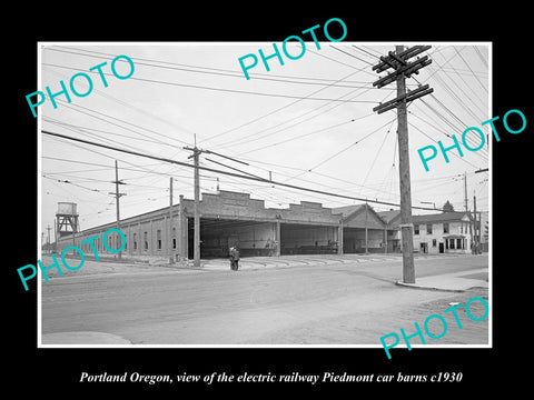 OLD LARGE HISTORIC PHOTO OF PORTLAND OREGON, THE PIEDMONT RAILWAY BARN c1930