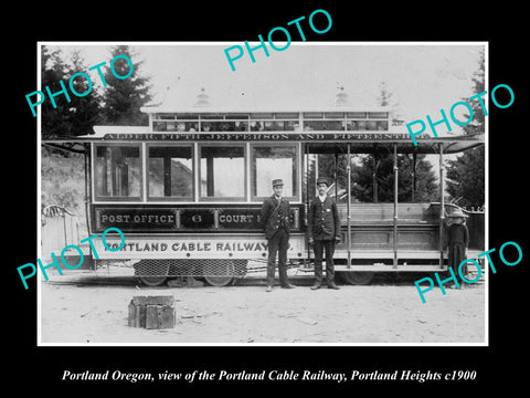 OLD LARGE HISTORIC PHOTO OF PORTLAND OREGON, THE RAILWAY CABLE Co CAR c1900