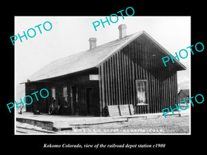 OLD LARGE HISTORIC PHOTO OF KOKOMO COLORADO, THE RAILROAD DEPOT STATION c1900