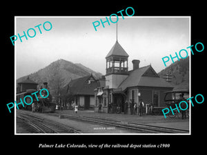 OLD LARGE HISTORIC PHOTO OF PALMER LAKE COLORADO, RAILROAD DEPOT STATION c1900 1