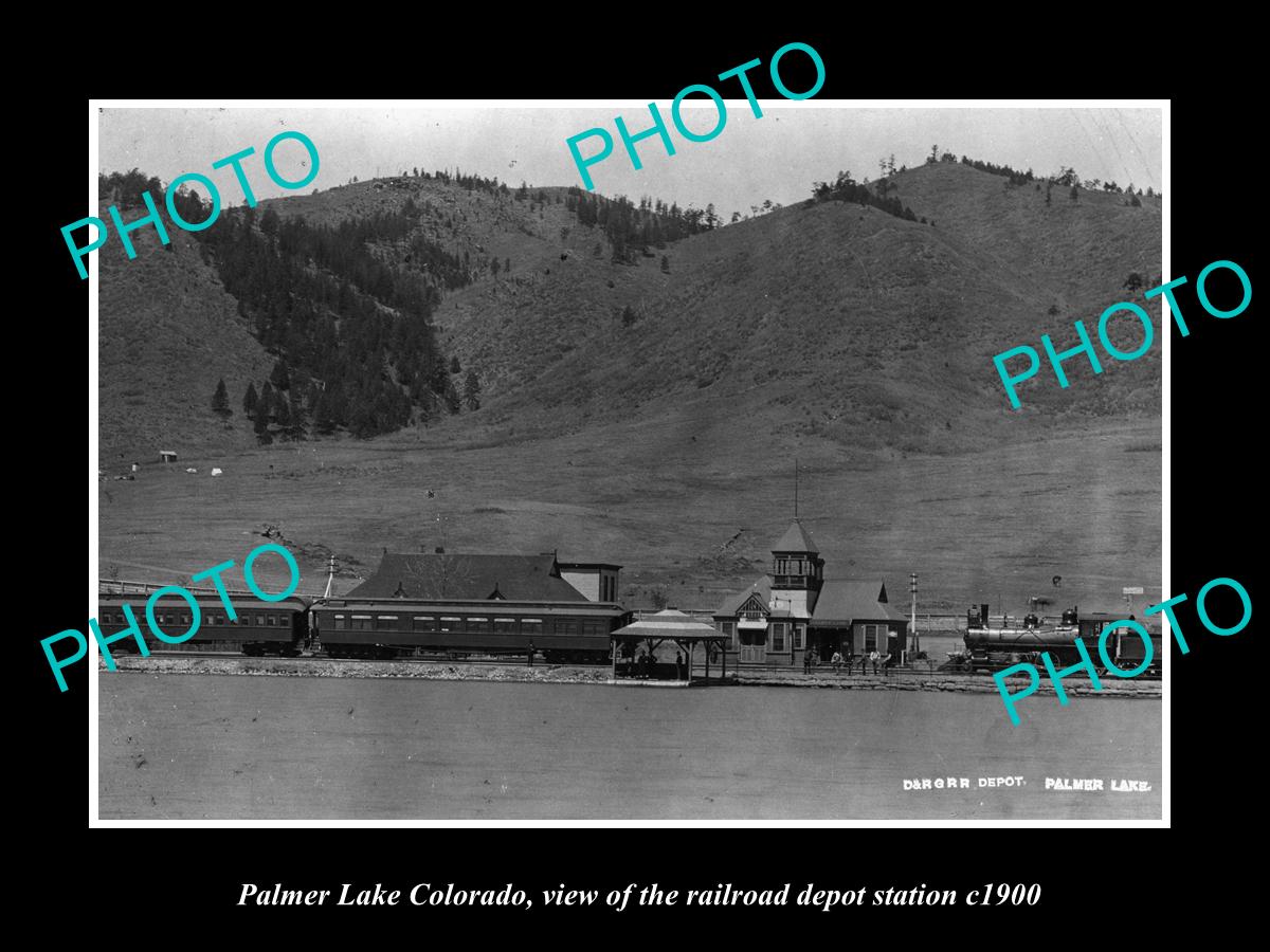 OLD LARGE HISTORIC PHOTO OF PALMER LAKE COLORADO, RAILROAD DEPOT STATION c1900 2