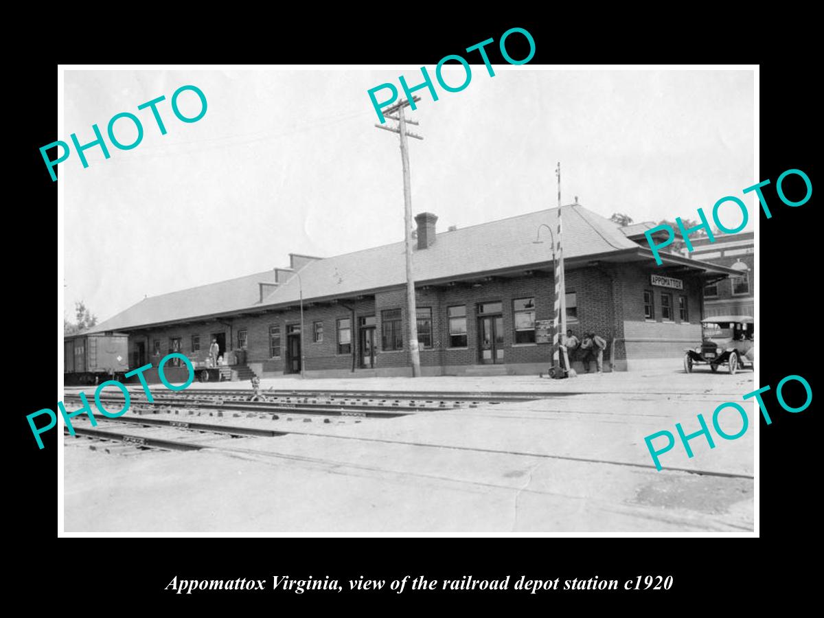 OLD LARGE HISTORIC PHOTO OF APPOMATTOX VIRGINIA, RAILROAD DEPOT STATION 1920 1