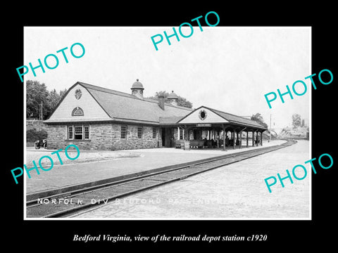 OLD LARGE HISTORIC PHOTO OF BEDFORD VIRGINIA, THE RAILROAD DEPOT STATION c1920 1