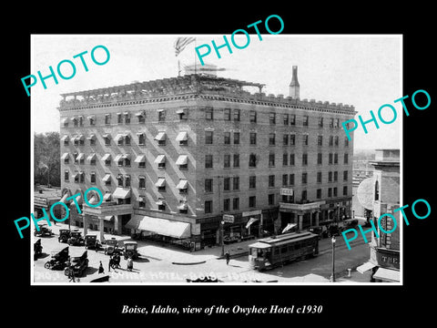 OLD LARGE HISTORIC PHOTO BOISE IDAHO, VIEW OF THE OWYHEE HOTEL c1930