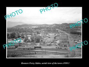 OLD LARGE HISTORIC PHOTO BONNERS FERRY IDAHO, AERIAL VIEW OF TOWN c1950 2