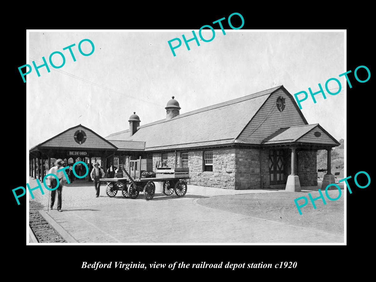 OLD LARGE HISTORIC PHOTO OF BEDFORD VIRGINIA, THE RAILROAD DEPOT STATION c1920 2