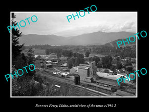 OLD LARGE HISTORIC PHOTO BONNERS FERRY IDAHO, AERIAL VIEW OF TOWN c1950 3