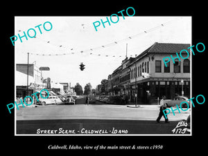 OLD LARGE HISTORIC PHOTO CALDWELL IDAHO, THE MAIN STREET & STORES c1950