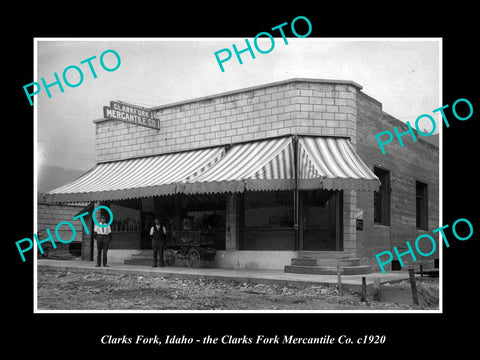 OLD LARGE HISTORIC PHOTO CLARKS FORK IDAHO, THE MERCANTILE Co STORE c1920