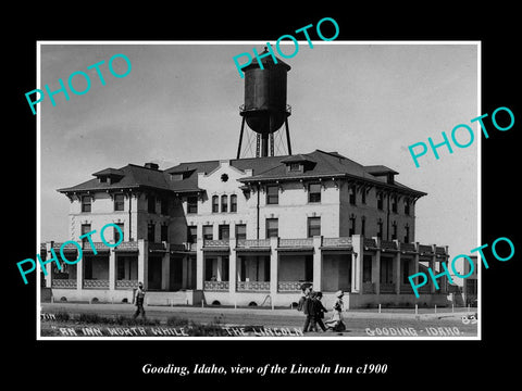 OLD LARGE HISTORIC PHOTO GOODING IDAHO, VIEW OF THE LINCOLN INN c1900