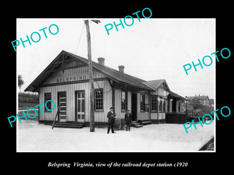 OLD LARGE HISTORIC PHOTO OF BELSPRING VIRGINIA, RAILROAD DEPOT STATION c1920