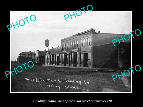 OLD LARGE HISTORIC PHOTO GOODING IDAHO, THE MAIN STREET & STORES c1910