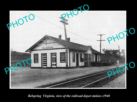 OLD LARGE HISTORIC PHOTO OF BELSPRING VIRGINIA, RAILROAD DEPOT STATION c1940