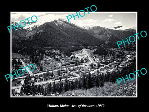 OLD LARGE HISTORIC PHOTO MULLAN IDAHO, VIEW OF THE TOWN c1950 1