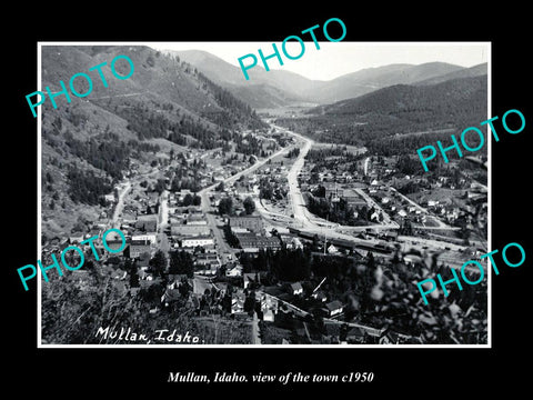 OLD LARGE HISTORIC PHOTO MULLAN IDAHO, VIEW OF THE TOWN c1950 2