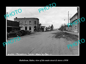 OLD LARGE HISTORIC PHOTO RATHDRUM IDAHO, THE MAIN STREET & STORES c1950