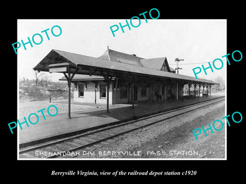 OLD LARGE HISTORIC PHOTO OF BERRYVILLE VIRGINIA, RAILROAD DEPOT STATION 1920 1