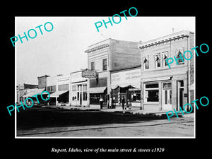 OLD LARGE HISTORIC PHOTO RUPERT IDAHO, THE MAINS TREET & STORES c1920 1