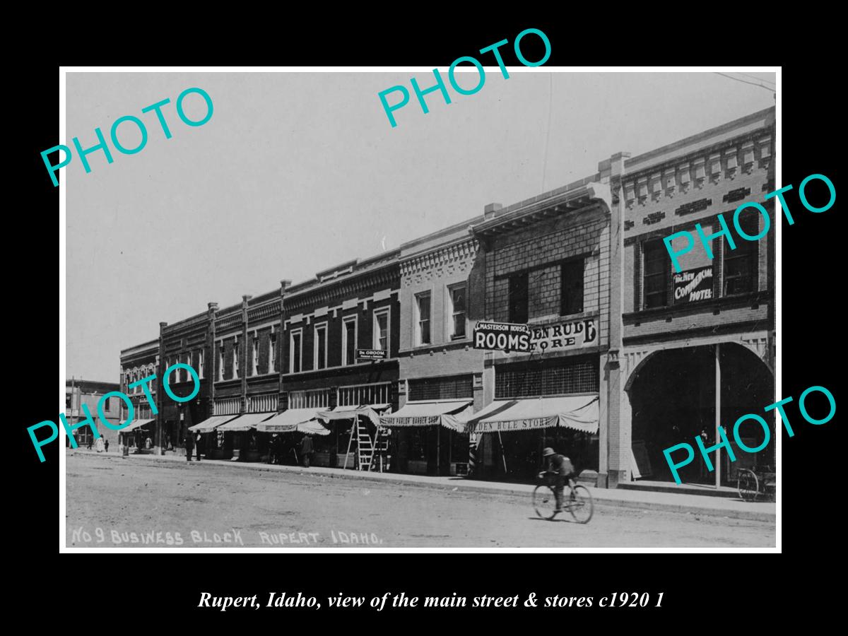 OLD LARGE HISTORIC PHOTO RUPERT IDAHO, THE MAINS TREET & STORES c1920 2