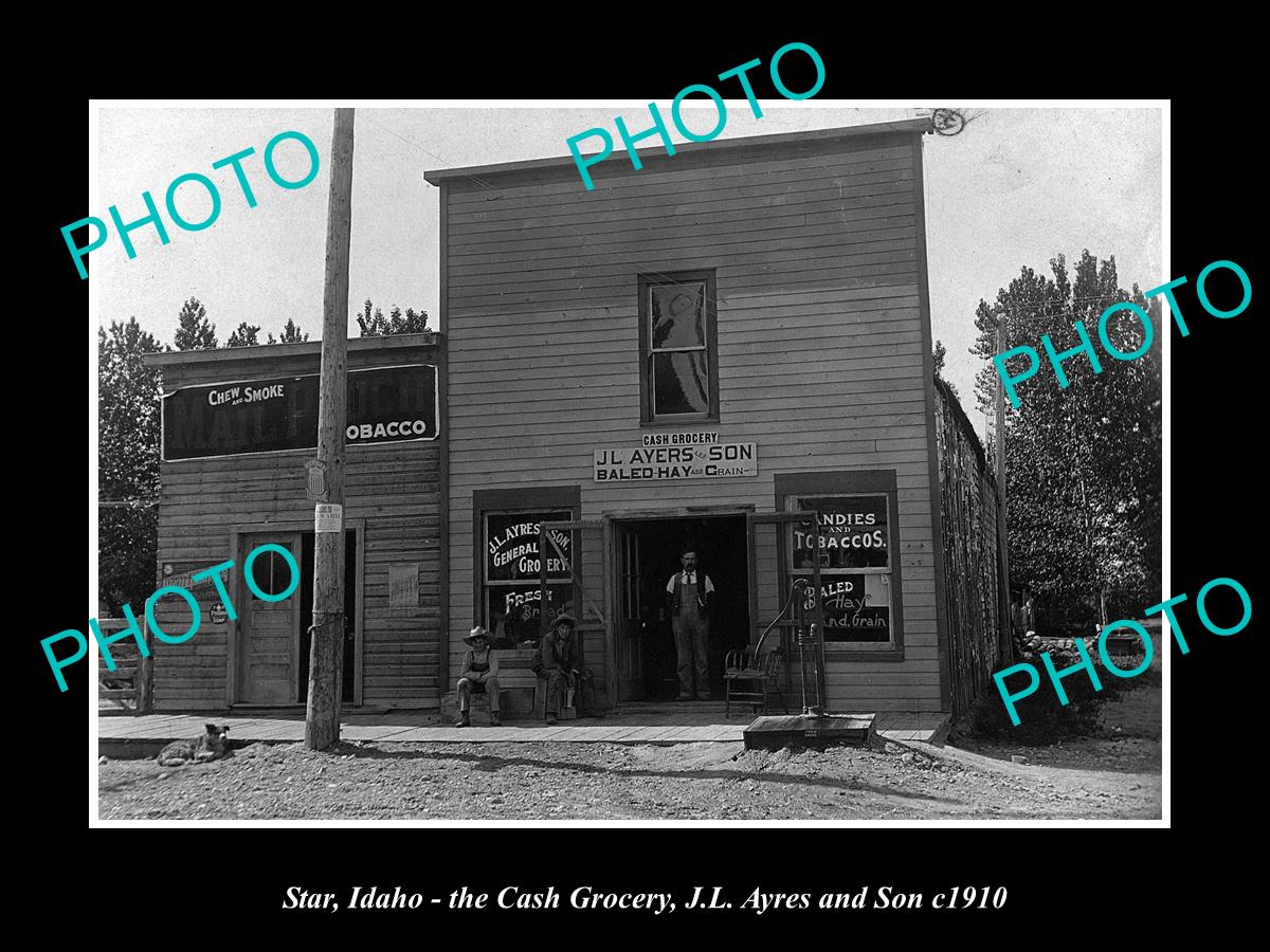 OLD LARGE HISTORIC PHOTO STAR IDAHO, THE CASH GROCERY STORE c1910