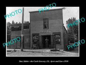 OLD LARGE HISTORIC PHOTO STAR IDAHO, THE CASH GROCERY STORE c1910