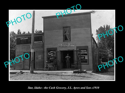 OLD LARGE HISTORIC PHOTO STAR IDAHO, THE CASH GROCERY STORE c1910