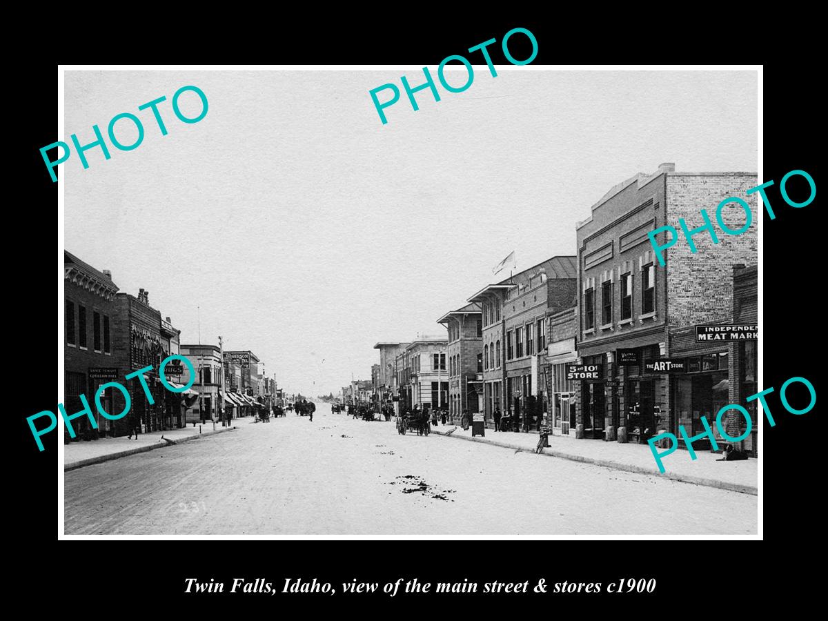 OLD LARGE HISTORIC PHOTO TWIN FALLS IDAHO, THE MAIN STREET & STORES c1900