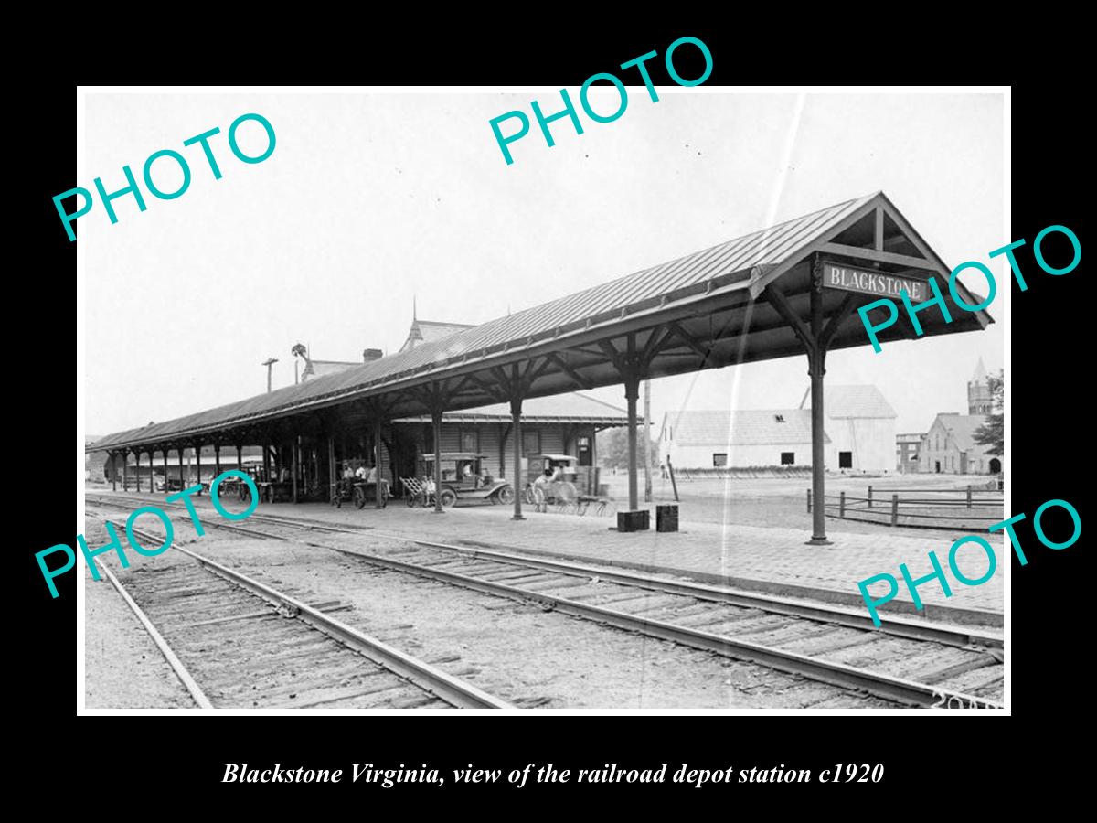 OLD LARGE HISTORIC PHOTO OF BLACKSTONE VIRGINIA, RAILROAD DEPOT STATION c1920 2