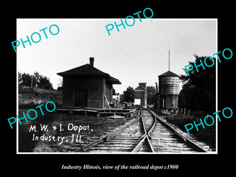 OLD LARGE HISTORIC PHOTO INDUSTRY ILLINOIS, THE RAILROAD DEPOT STATION c1900