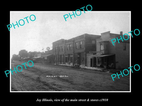 OLD LARGE HISTORIC PHOTO JOY ILLINOIS, THE MAIN STREET & STORES c1910