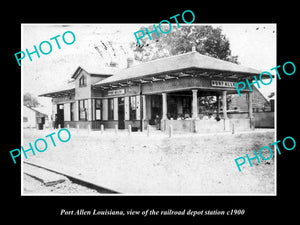 OLD LARGE HISTORIC PHOTO PORT ALLEN LOUISIANA, THE RAILROAD DEPOT STATION c1900