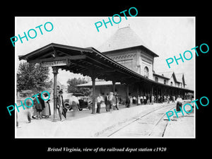 OLD LARGE HISTORIC PHOTO OF BRISTOL VIRGINIA, THE RAILROAD DEPOT STATION c1920 2