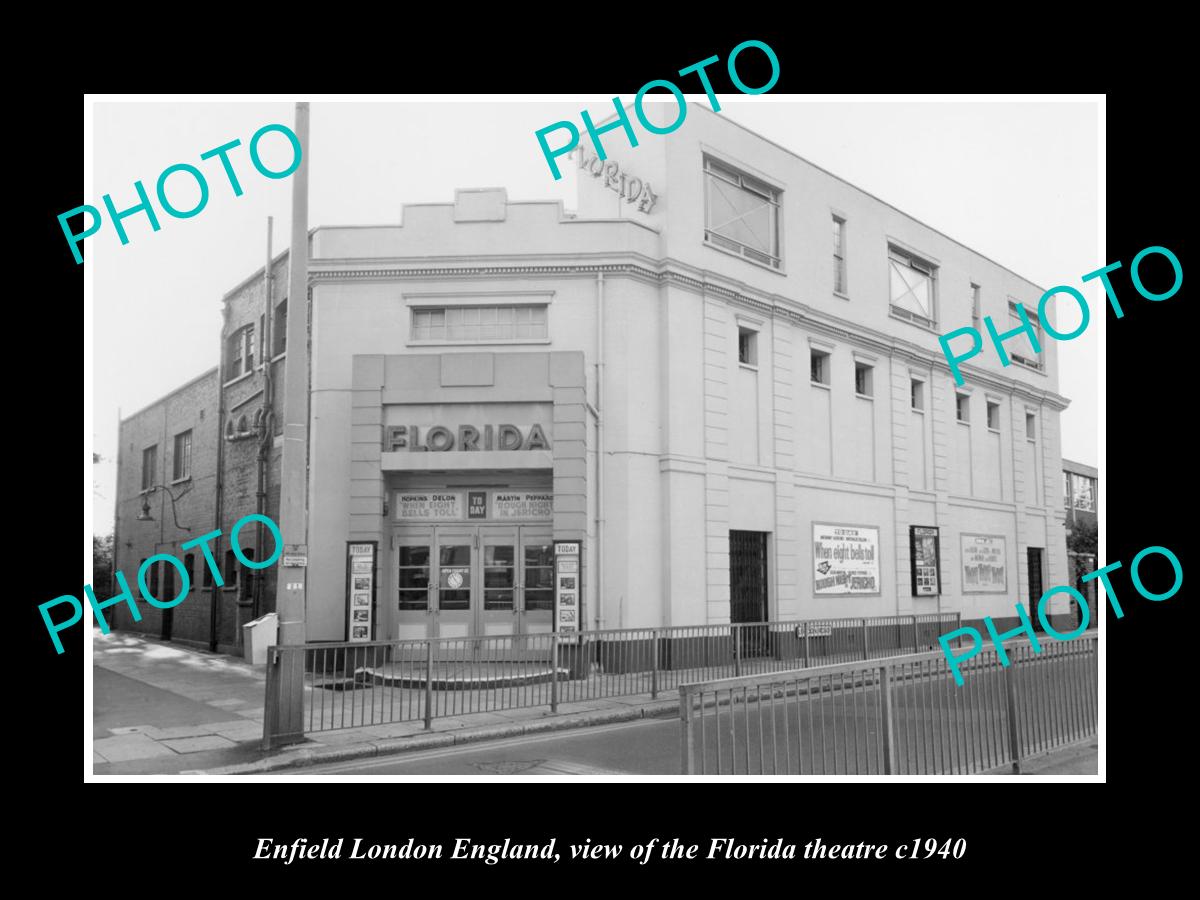 OLD LARGE HISTORIC PHOTO ENFIELD LONDON ENGLAND, VIEW OF FLORIDA THEATRE c1940