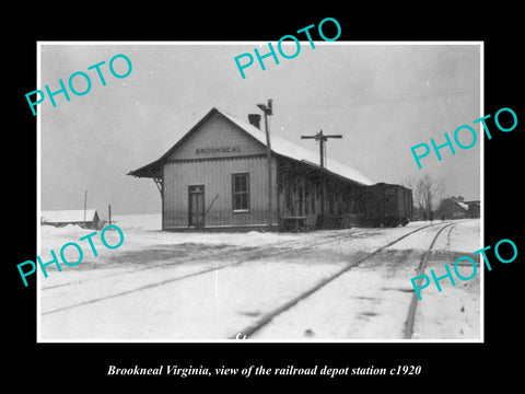 OLD LARGE HISTORIC PHOTO OF BROOKNEAL VIRGINIA, RAILROAD DEPOT STATION c1920