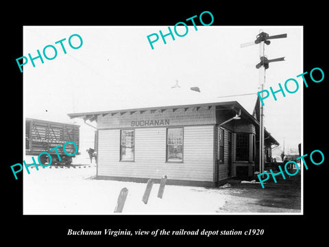 OLD LARGE HISTORIC PHOTO OF BUCHANAN VIRGINIA, RAILROAD DEPOT STATION c1920