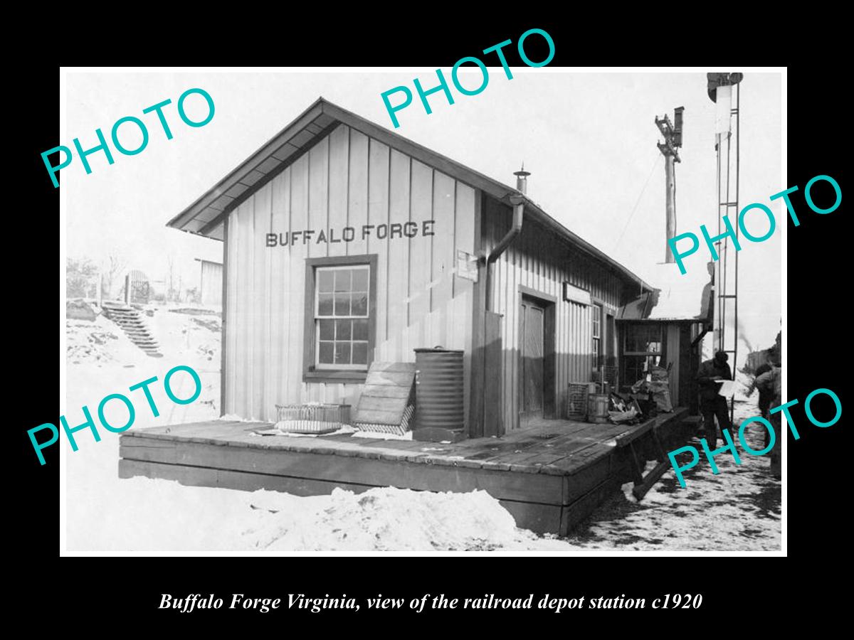 OLD LARGE HISTORIC PHOTO OF BUFFALO FORGE VIRGINIA, RAILROAD DEPOT STATION c1920